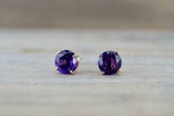 0.5ct Round Cut Purple Amethyst Solitaire Stud Earrings 14k Rose Gold Finish