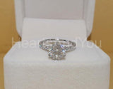 2.1ct Round Cut Moissanite Hidden Halo Engagement Ring 14K White Gold Plated