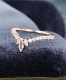 1ct Marquise Cut Simulated Morganite Chevron Stacking Band 14k Rose Gold Plated