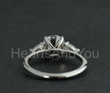 2.2ct Round Cut Moissanite Three Stone Engagement Ring 14k White Gold Plated