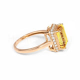 2.3ct Emerald Cut Simulated Citrine Halo Engagement Ring 14K Yellow Gold Plated