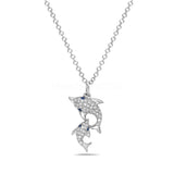 0.5ct Round Moissanite Mothers Day Fish Pendant 14k White Gold Plated NO CHAIN