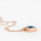 1.5ct London Blue Topaz Pendant Chain Princess Cut Kite Fish 14k Rose Gold Over