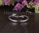 0.1ct Round Cut Moissanite Curved Leaf Women Wedding Band 14k White Gold Plated