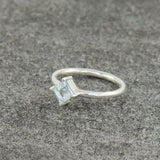 0.5ct Engagement Ring Princess Cut Blue Aquamarine Solitaire 14k White Gold Over