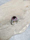 2ct Engagement Ring Oval Cut Red Garnet Cluster Halo 14k White Gold Finish