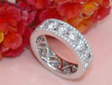 7ct Round Diamond Three Row Exquisite Eternity Wedding Band 14K White Gold Over