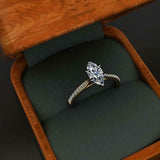 Accents with Solitaire Engagement Ring 1.2ct Marquise Diamond 14k WhiteGold Over