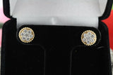 Twisted Rope Flower Stud Earrings 1.7ct Round Cut Diamond 14k Yellow Gold Finish