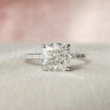 2.2ct Cushion Simulated Diamond Solitaire Engagement Ring 14k White Gold Plated