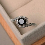 1.7ct Engagement Ring Round Cut Black Diamond Twist Swirl 14k White Gold Finish