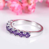 2.3ct Round Purple Amethyst Wedding Ring Band Half Eternity 14k White Gold Over