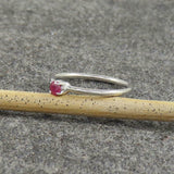 0.3ct Engagement Ring Round Cut Pink Ruby Solitaire Women 14k White Gold Finish