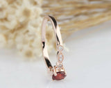 1ct Round Cut Red Garnet Engagement Ring Solitaire with Accent 14k RoseGold Over