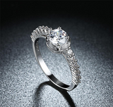 2Ct Round Cut Diamond Hidden Halo Solitaire with Accent Ring 14K White Gold Over