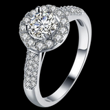 2Ct Round Cut Diamond Accents Halo Solitaire Engagement Ring 14K White Gold Over