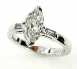 4ct Marquise Baguette Accent Diamond Trilogy Engagement Ring 14K White Gold Over