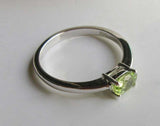 0.75ct Oval Cut Green Peridot Engagement Ring Solitaire 14k White Gold Finish