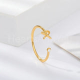 0.1ct Round Cut Moissanite Alphabet Engagement Ring 14k Yellow Gold Plated