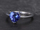1ct Heart Cut Blue Tanzanite Engagement Ring Solitaire 14k White Gold Finish