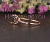 0.45ct Oval Stone Ring Setting Round Simulated Semi Mount 14k Rose Gold Plated