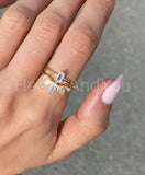 0.2ct Baguette Simulated Diamond Minimalist Engagement Ring 14k WhiteGold Plated
