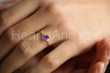 0.2ct Oval Cut Simulated Purple Amethyst Three Stone Ring 14k Yellow Gold Plated