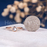 0.5ct Round Cut Moissanite Bezel Solitaire Engagement Ring 14k Rose Gold Plated