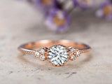 0.5ct Round Cut Diamond Engagement Ring Petite Minimalist 14k Rose Gold Finish
