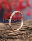 0.2ct Round Cut Moissanite Twisted Stackable Wedding Band 14k Rose Gold Plated