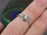 0.4ct Round Cut Diamond Engagement Ring Flower Solitaire 14k White Gold Finish