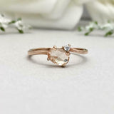 1ct Engagement Ring Oval Cut Peach Morganite Two Stone Bypass 14k Rose Gold Over