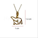 0.02ct Round Cut Moissanite Polar Bear Pendant 14k Yellow Gold Plated NO CHAIN