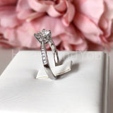 0.55ct Round Cut Moissanite Solitaire with Accents Ring 14k White Gold Plated