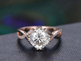 2ct Cushion Cut Diamond Engagement Ring Twist Split Shank 14k Rose Gold Finish