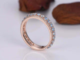2.3ct Round Cut Blue Aquamarine Wedding Band 3/4th Eternity 14k Rose Gold Finish