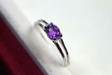 0.4ct Engagement Ring Oval Cut Purple Amethyst Split Shank 14k White Gold Finish