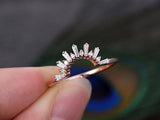 0.5ct Baguette Cut Diamond Sunshine Crown Wedding Band 14k Rose Gold Finish