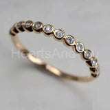 0.1ct Round Cut Moissanite Dainty Bezel Set Wedding Band 14k White Gold Plated
