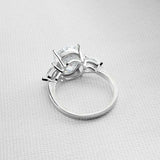 3ct Round Cut Diamond Engagement Ring Pear Accent Trilogy 14k White Gold Finish