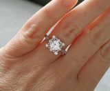 3Ct Round Cut Diamond Square Halo Solitaire Engagement Ring 14K White Gold Over