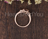 1ct Cushion Cut Simulated Morganite Cluster Engagement Ring 14k Rose Gold Plated