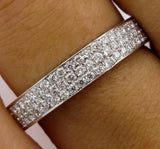 3.5ct Round Brilliant Diamond 3 Row Eternity Wedding Band 18K White Gold Over