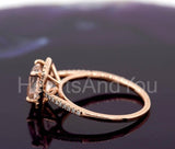 1ct Cushion Cut Simulated Morganite Halo Engagement Ring 14k Rose Gold Plated