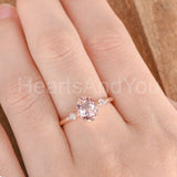 1ct Oval Cut Simulated Morganite Trilogy Engagement Ring 14k Rose Gold Plated
