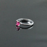 1ct Engagement Ring Emerald Cut Pink Ruby Solitaire Design 14k White Gold Finish