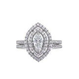 5.5ct Marquise Cut Diamond Bridal Set Dual Halo Ring Band 14K White Gold Finish