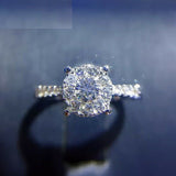 2ct Round Cut Diamond Engagement Ring 14k White Gold Finish Halo Solitaire Women