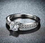 2Ct Round Cut Diamond Solitaire with Accent Engagement Ring 18K White Gold Over