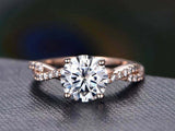 1.5ct Round Cut Diamond Engagement Ring Twisted Promise 14k Rose Gold Finish